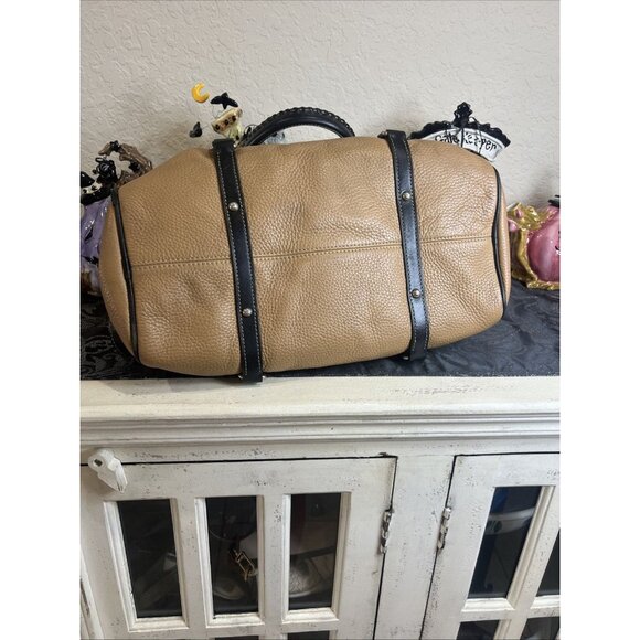 Dooney and Bourke Brown Pebble Grain Floretine Leather Large Satchel Handbag - Picture 4 of 16